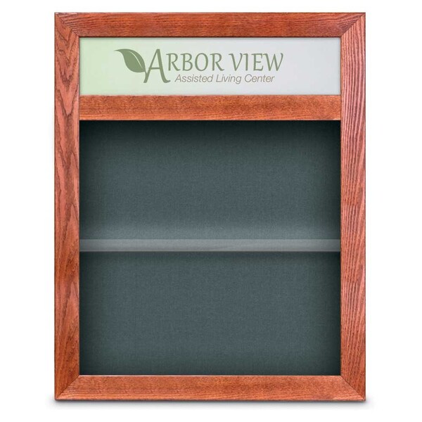 Outdoor Enclosed Combo Board, 42"x32", Satin Frame/Black Porc & Burgundy